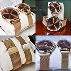 MOVADO WATCH NO:6933 ساخت ژاپن ست زنانه مردانه موادو جدید * موتور اورجینال ژاپن * ضد آب 3ATM بندو قاب فول استیل کیفیت ++A