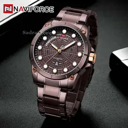 NAVIFORCE NF9152 رنگ فوق العاده جذاب کافی ناوی فورس کلاسیک 2 تقویم اورجینال * ضدآب 3ATM وشیشه ضدخش * تقویم روزشمار بهمراه ایام هفته *
