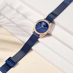 NAVIFORCE NF5015M رنگ زیبای سرمه ای حصیری ناوی فورس زنانه صفحه و دور شیشه نگین دار * با تاریخ روز شمار * رنگ بینظیر * توضیحات..