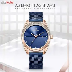 NAVIFORCE NF5015M رنگ زیبای سرمه ای حصیری ناوی فورس زنانه صفحه و دور شیشه نگین دار * با تاریخ روز شمار * رنگ بینظیر * توضیحات..