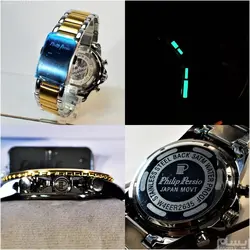 Philip Persio Watch فیلیپ پرسیو جدید ساخت ژاپن 3 موتوره فولتایم موتورژاپن  ** ضدآب ، آل استیل سه رنگ بسیار جذاب