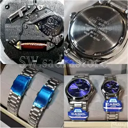 CASIO WATCH MTP1199 اورجینال ساخت ژاپن ست زنانه مردانه کاسیو با موتور قدرتمند میوتا ژاپن ** رنگ بسیار جذاب سرمه ای ** دارای تاریخ روز شمار