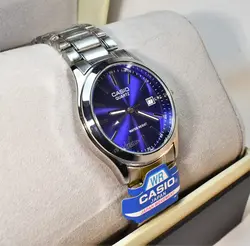 CASIO WATCH MTP1199  کاسیو با موتور قدرتمند میوتا ژاپن ** رنگ بسیار جذاب سرمه ای ** درب استیل ** دارای تاریخ روز شمار