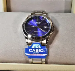 CASIO WATCH MTP1199  کاسیو با موتور قدرتمند میوتا ژاپن ** رنگ بسیار جذاب سرمه ای ** درب استیل ** دارای تاریخ روز شمار