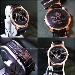 ABBYGALE watch طرح جدید ابی گل 2 موتوره با بغل ثانیه بزرگ تقویم دار طراحی استثنایی و بی نظیر بارنگ قاب مسی براق