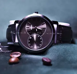 ABBYGALE watch طرح جدید ابی گل 2 موتوره با بغل ثانیه بزرگ تقویم دار طراحی استثنایی و بی نظیر کلا مشکی براق