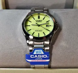 CASIO WATCH MTP1199 اورجینال ساخت ژاپن کاسیو با موتور قدرتمند میوتا ژاپن ** صفحه فسفری ** درب استیل ** دارای تاریخ روز شمار