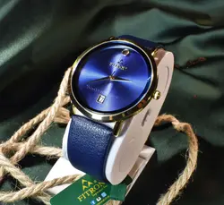 FITRON اورجینال ژاپن فیترون سرمه ای کلاسیک با صفحه ساده قاب طلایی و تاریخ روز شمار * اصل ژاپن * رنگ نایاب و بینظیر