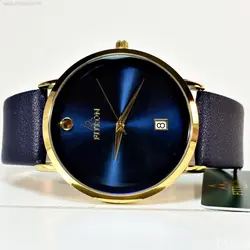 FITRON اورجینال ژاپن فیترون سرمه ای کلاسیک با صفحه ساده قاب طلایی و تاریخ روز شمار * اصل ژاپن * رنگ نایاب و بینظیر