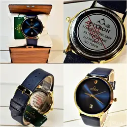 FITRON اورجینال ژاپن فیترون سرمه ای کلاسیک با صفحه ساده قاب طلایی و تاریخ روز شمار * اصل ژاپن * رنگ نایاب و بینظیر