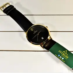 FITRON اورجینال ژاپن فیترون کلاسیک با صفحه ساده و تاریخ روز شمار * اصل ژاپن * کلا مشکی باقاب طلایی