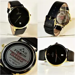 FITRON اورجینال ژاپن فیترون کلاسیک با صفحه ساده و تاریخ روز شمار * اصل ژاپن * کلا مشکی باقاب طلایی