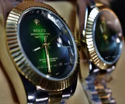 ROLEX OYSTER PERPETUAL DATE JUST ست رولکس اویستر موتورژاپن * دو رنگ با صفحه سبز * رنگ ثابت * استیل تقویم ذره بین شیشه کریستال