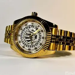 ROLEX OYSTER DEEPSEA16233 رولکس اویستر * کلا طلایی با صفحه نگین دار سفید ** تقویم ذره بینی شیشه کریستال