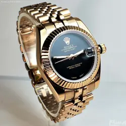 ROLEX OYSTER PERPETUAL DATEJUST ساخت ژاپن رولکس زنانه اویستر موتورژاپن * رنگ رزگلد * رنگ ثابت * استیل تقویم ذره بین شیشه کریستال