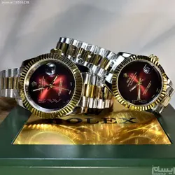 ROLEX OYSTER PERPETUAL DATEJUST 16233 رولکس دیت جاست موتورمیوتا ژاپن ** صفحه زرشکی ** بنددورنگ استیل تقویم ذره بین شیشه کریستال
