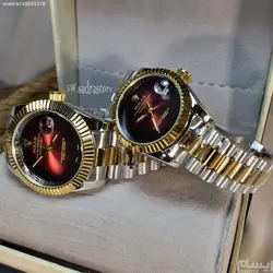 ROLEX OYSTER PERPETUAL DATEJUST 16233 رولکس دیت جاست موتورمیوتا ژاپن ** صفحه زرشکی ** بنددورنگ استیل تقویم ذره بین شیشه کریستال