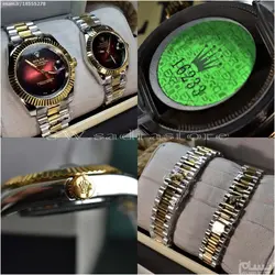 ROLEX OYSTER PERPETUAL DATEJUST 16233 رولکس دیت جاست موتورمیوتا ژاپن ** صفحه زرشکی ** بنددورنگ استیل تقویم ذره بین شیشه کریستال