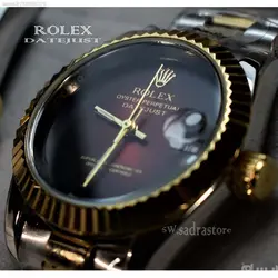 ROLEX OYSTER PERPETUAL DATEJUST 16233 رولکس دیت جاست موتورمیوتا ژاپن ** صفحه زرشکی ** بنددورنگ استیل تقویم ذره بین شیشه کریستال