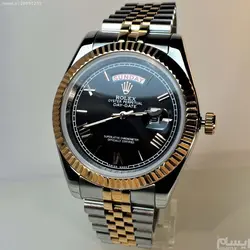 ROLEX OYSTER PERPETUAL DAY-DATE ساخت ژاپن رولکس اویستر دی دت موتورژاپن ** دو تقویم ** دو رنگ ** استیل تقویم ذره بین شیشه کریستال