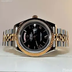ROLEX OYSTER PERPETUAL DAY-DATE ساخت ژاپن رولکس اویستر دی دت موتورژاپن ** دو تقویم ** دو رنگ ** استیل تقویم ذره بین شیشه کریستال