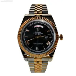 ROLEX OYSTER PERPETUAL DAY-DATE ساخت ژاپن رولکس اویستر دی دت موتورژاپن ** دو تقویم ** دو رنگ ** استیل تقویم ذره بین شیشه کریستال
