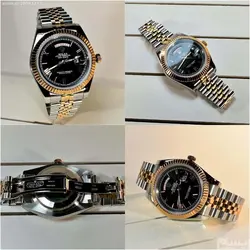 ROLEX OYSTER PERPETUAL DAY-DATE ساخت ژاپن رولکس اویستر دی دت موتورژاپن ** دو تقویم ** دو رنگ ** استیل تقویم ذره بین شیشه کریستال