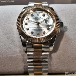 ROLEX OYSTER PERPETUAL DATEJUST 16233 ساخت ژاپن رولکس دیت جاست موتورمیوتا ژاپن * با نشانگرهای نگین دار ** بنددورنگ استیل تقویم ذره بین شیشه کریستال