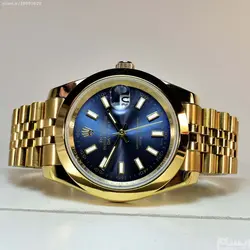 ROLEX OYSTER PERPETUAL DATEJUST ساخت ژاپن رولکس اویستردیت جاست موتورژاپن ** رنگ طلایی ** استیل تقویم ذره بین شیشه کریستال