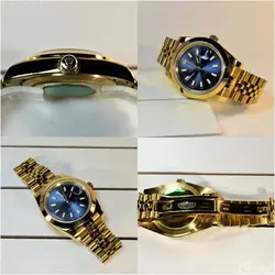 ROLEX OYSTER PERPETUAL DATEJUST ساخت ژاپن رولکس اویستردیت جاست موتورژاپن ** رنگ طلایی ** استیل تقویم ذره بین شیشه کریستال