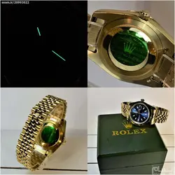 ROLEX OYSTER PERPETUAL DATEJUST ساخت ژاپن رولکس اویستردیت جاست موتورژاپن ** رنگ طلایی ** استیل تقویم ذره بین شیشه کریستال