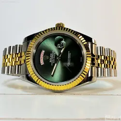 ROLEX OYSTER PERPETUAL DAY-DATE ساخت ژاپن رولکس اویستر دی دت موتورژاپن ** دو تقویم ** دو رنگ ** استیل تقویم ذره بین شیشه کریستال
