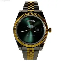 ROLEX OYSTER PERPETUAL DAY-DATE ساخت ژاپن رولکس اویستر دی دت موتورژاپن ** دو تقویم ** دو رنگ ** استیل تقویم ذره بین شیشه کریستال