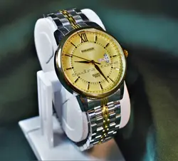 ROMANSON WATCH 80079 موتور ژاپن رومانسون دو تقویم موتور قدرتمند** شیشه شفاف بندوقاب دورنگ ** درب استیل
