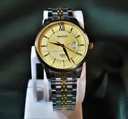 ROMANSON WATCH 80079 موتور ژاپن رومانسون دو تقویم موتور قدرتمند** شیشه شفاف بندوقاب دورنگ ** درب استیل