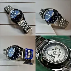 SEIKO5 SNXS77J1 - 7S26C اتوماتیک خلبانی اورجینال سیکو 5 اتومات اورجینال ژاپن موتور سیکو 21 سنگ اصل ** فول استیل ** 2 تقویم صفحه سرمه ای