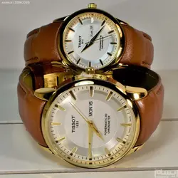 TISSOT 1853 TO1114 G&amp;L موتورژاپن ست زنانه مردانه تیسوت 2 تقویم ** شیشه سافایرکریستال قاب فول استیل بسیارزیبا و سنگین *