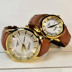 TISSOT 1853 TO1114 G&amp;L موتورژاپن ست زنانه مردانه تیسوت 2 تقویم ** شیشه سافایرکریستال قاب فول استیل بسیارزیبا و سنگین *