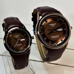 TISSOT 1853 TO114&amp;2061 موتورژاپن ست زنانه مردانه تیسوت 2 تقویم ** شیشه سافایرکریستال قاب فول استیل بسیارزیبا و سنگین *