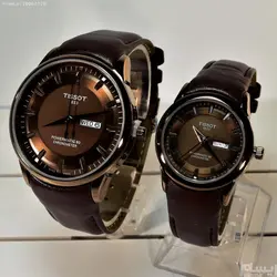 TISSOT 1853 TO114&amp;2061 موتورژاپن ست زنانه مردانه تیسوت 2 تقویم ** شیشه سافایرکریستال قاب فول استیل بسیارزیبا و سنگین *