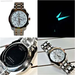 TISSOT WATCH TO35627A جدیدفول استیل تیسوت 4 موتوره کرنوگراف ** شیشه سافایر کریستال ** بند استیل توپر پهن دو رنگ ** بسیارزیبا و سنگین *