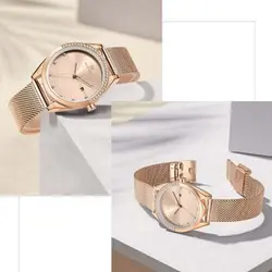 NAVIFORCE NF5015M رنگ زیبای مسی حصیری ناوی فورس زنانه صفحه و دور شیشه نگین دار * با تاریخ روز شمار * رنگ بینظیر * توضیحات..