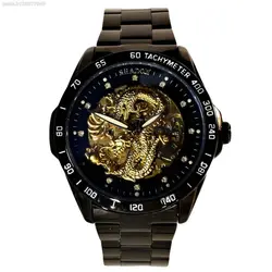 SHADOW WATCH AS8165M جدید اتوماتیک گوکی شادو اتومات صفحه با طراحی شبیه پتک جدید 2020 ** نشانگرها نگین دار براق ** مشکی درب استیل