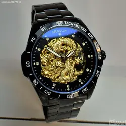 SHADOW WATCH AS8165M جدید اتوماتیک گوکی شادو اتومات صفحه با طراحی شبیه پتک جدید 2020 ** نشانگرها نگین دار براق ** مشکی درب استیل