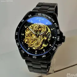 SHADOW WATCH AS8165M جدید اتوماتیک گوکی شادو اتومات صفحه با طراحی شبیه پتک جدید 2020 ** نشانگرها نگین دار براق ** مشکی درب استیل