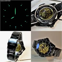 SHADOW WATCH AS8165M جدید اتوماتیک گوکی شادو اتومات صفحه با طراحی شبیه پتک جدید 2020 ** نشانگرها نگین دار براق ** مشکی درب استیل