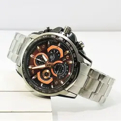 CASIO Edifice 5177 EF-560 ژاپن صفحه نسکافه ای ادیفایس 5 موتوره کرنوگراف با تقویم روزشمار *** فول استیل *** موتور قدرتمند ژاپن *** کیفیت +AAA