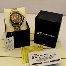 CASIO Edifice 5177 EF-560 ژاپن صفحه نسکافه ای ادیفایس 5 موتوره کرنوگراف با تقویم روزشمار *** فول استیل *** موتور قدرتمند ژاپن *** کیفیت +AAA