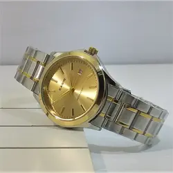 CASIO WATCH MTP1199 ساخت ژاپن کاسیو با موتور قدرتمند میوتا ژاپن ** صفحه طلای ** درب استیل ** با تقویم روزشمار ** دورنگ