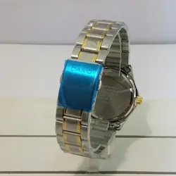 CASIO WATCH MTP1199 ساخت ژاپن کاسیو با موتور قدرتمند میوتا ژاپن ** صفحه طلای ** درب استیل ** با تقویم روزشمار ** دورنگ